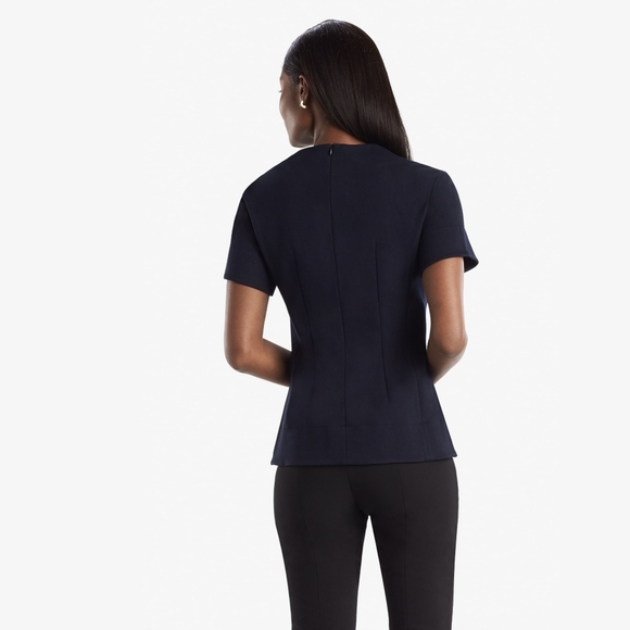 M.M. Lafleur The Krader Crew neck Top Textured Ponte In Navy Blue Size Medium - Picture 3 of 14